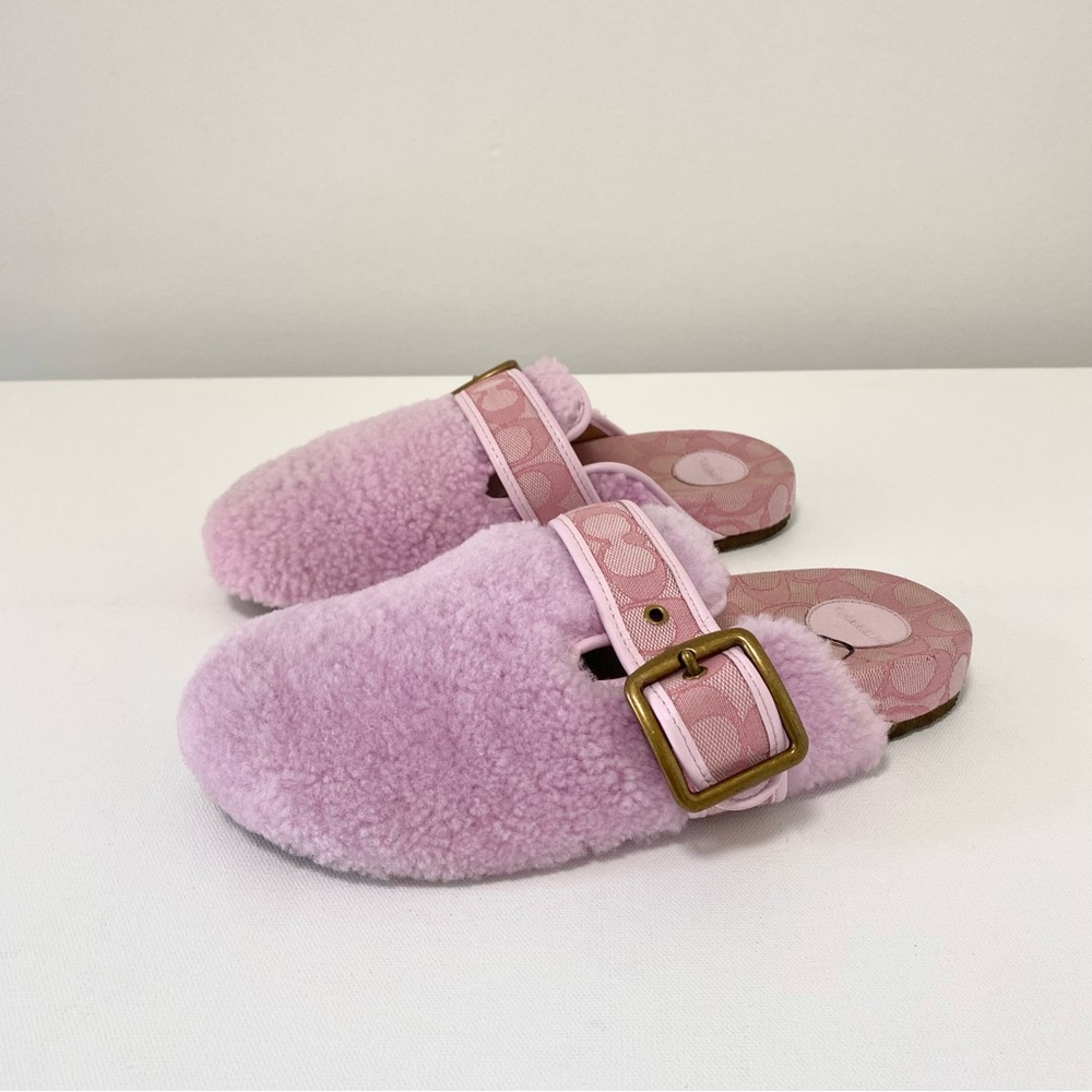 Coach Pink Shearling Slip-On Shoes - Picture 5 of 15